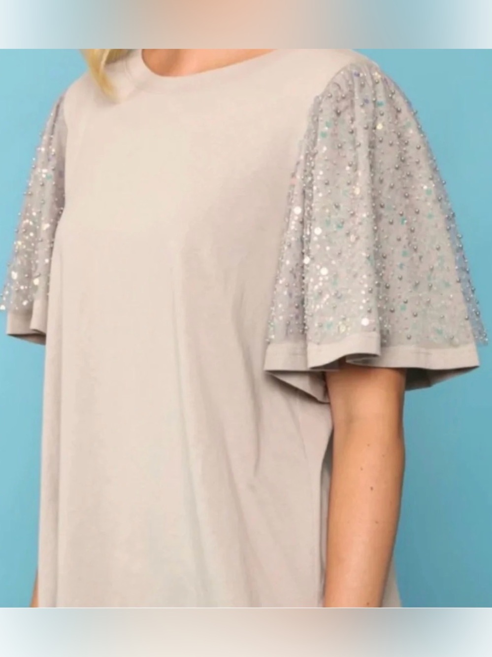 Fantastic Fawn sequin sleeve top | Gray | women’s large